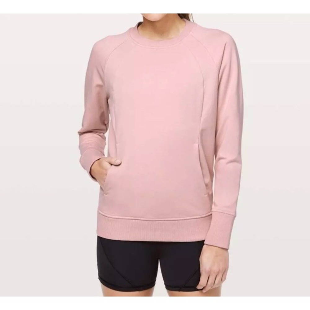Lululemon Womens 4 Scuba Crew Neck Sweatshirt Pullover pink Faint Coral W3BRAS